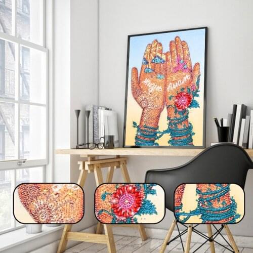 5D Diamond Painting Kit Special Shape Flower Hands Mosaic Embroidery Art Accessories Partial Drill Rhinestone Diamond Mosaic