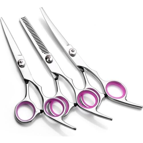 7 inch Stainless Steel Pet Scissors Set Dog Cat Grooming Sets Curved Thinning Straight Shears Sharp Cutting Tools Kit With Comb