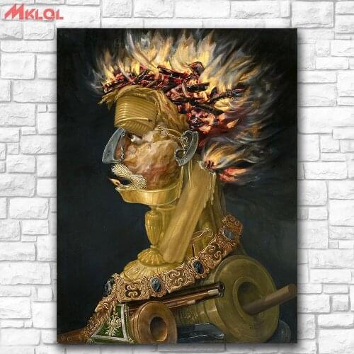 Wall art Fire (1) by Giuseppe Arcimboldo Canvas Painting For Living Room Home Decoration Oil Painting On Canvas Wall Painting