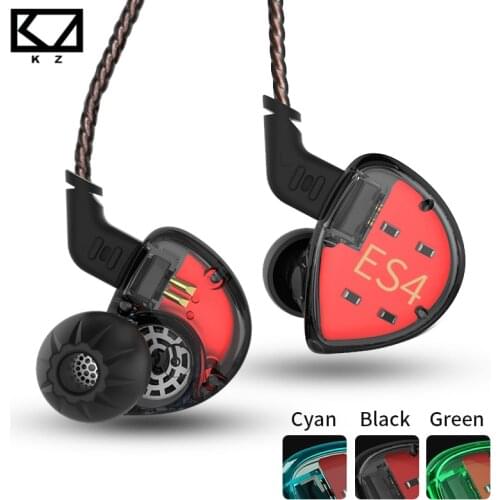 KZ ES4 Ear Hook Headphones Monitors Armature And Dynamic Hybrid Headset Earphone HiFi Bass Noise Cancelling Earbuds KZ ZS10 Mini