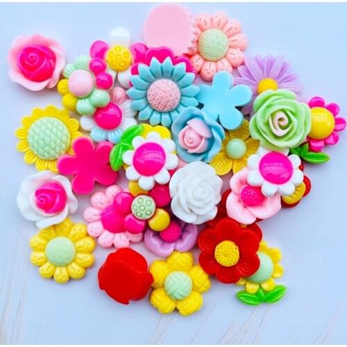 20 Pieces Of New Resin Cute Cartoon Flower Series Flat Back Scrapbook DIY Embellishment Mobile Phone Shell Accessories 054