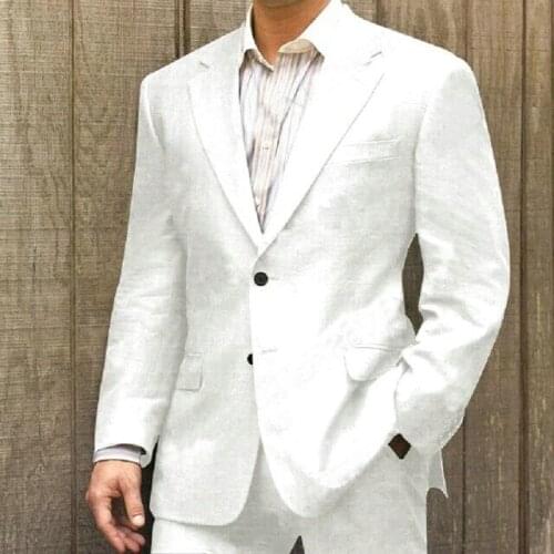 2021 Latest Coat Pant Design White Linen Men Suit For Wedding Summer Casual Groom Tuxedo Terno Best Man Jacket Costume Homme
