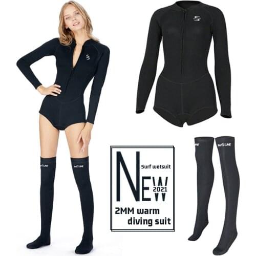 2021 New 2mm wetsuit neoprene women for free diving /Snorkeling/Surfing/swimming suit Bikini/long Diving socks