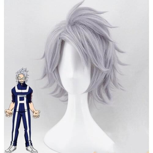 Anime My Hero Academia Tetsutetsu Tetsutetsu 32cm Gray Cosplay Wig Boku No Hero Academia Cosplay Hair Tetsutetsu Wig+Wig Cap
