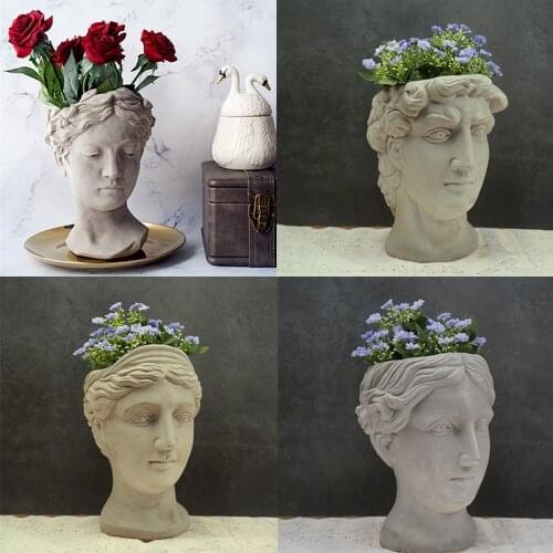 Portrait Sculpture Beauty Flowerpot Greek Goddess Lady Face Flower Arrangement Vase Rough Head Decoration Of Her House