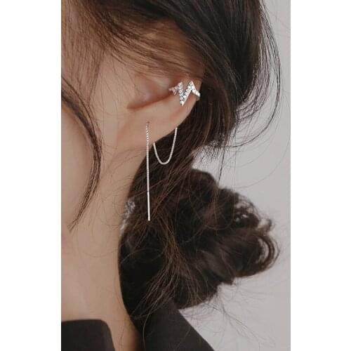 Simple Moon Star Rhinestone Long Chain Earrings For Women Shine Sun Crescent Geometric Tassel Piercing Earring Party Jewelry