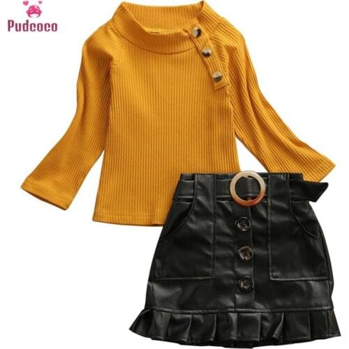 Pudcoco 2020 Spring Toddler Baby Girl Clothes Sets Long Sleeve Shirt Tops+Skirt Dress Outfit Cotton Clothing 1-6T