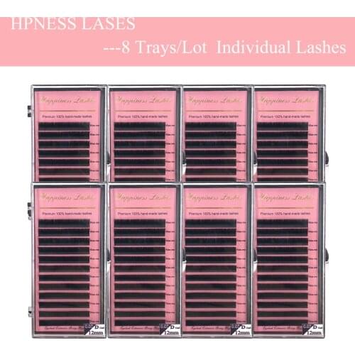 All Sizes 8 Tray/Lot False Lashes Long Individual Silk Mink Natural Eyelashes Extension Lash Classic Eye Lash Extension