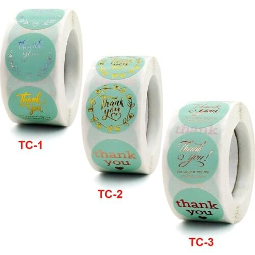 Color stamping thank you sticker seal sticker self adhesive roll sticker envelope gift green thank you sticker