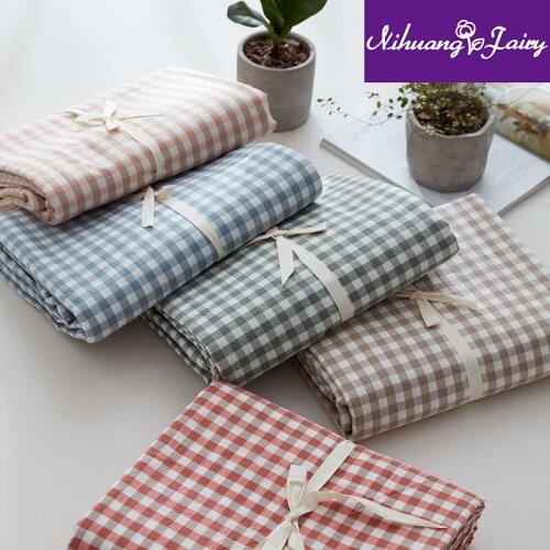 Pure cotton Japanese-style washed cotton quilt cover single solid color plaid bedding simple quilt cover single double