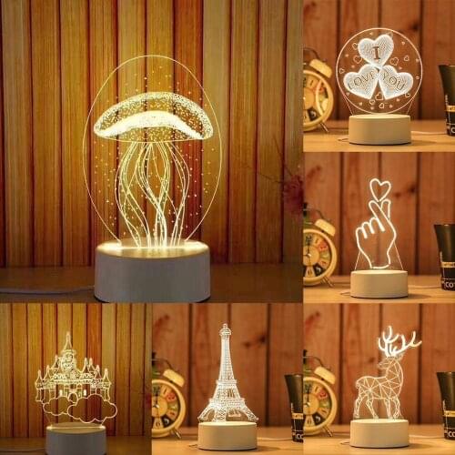 LED USB Chargable Reusable Night Light 3D MINI Table Desk Bedroom Decor Gift Warm White Lamp Kids Adults Most Creative Gifts