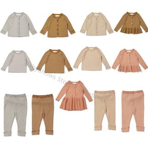 Toddler Sweaters 2021 Autumn Winter Konges Brand Kids Girl Knit Top Striped Children Boy Cardigans Sister Brother Macth Clothes