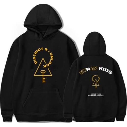 2020 Stray Kids District 9 Unlock Oversized Hoodie Sweatshirt FELIX BANG CHAN Pink Clothing Winter Coat Women Men Korean Tops