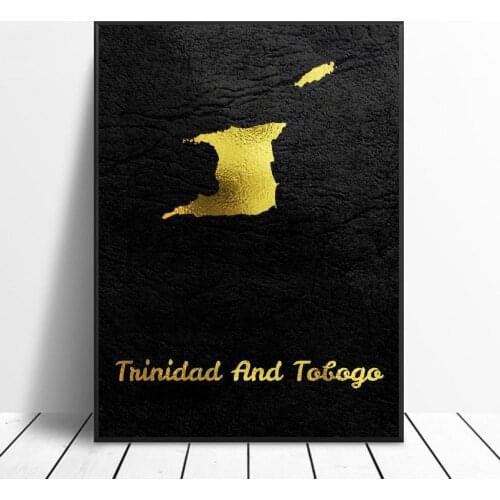 Trinidad golden map and canvas wall art print modern painting poster wall picture living room decoration