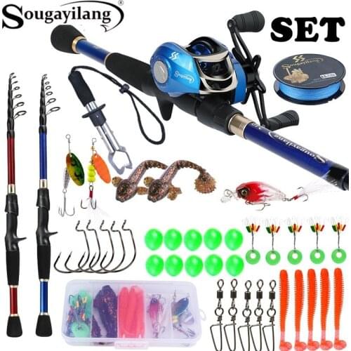 Sougayilang Fishing Rod and Reel Combo 1.8-2.4m Portable Ultralight Rod and 7.2:1 Gear Ratio Baitcasting Reel Set Pesca