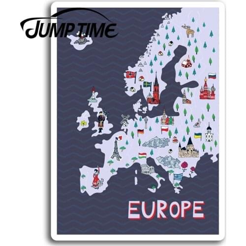 Jump Time for Europe Map Vinyl Stickers UK France GB Sticker Laptop Luggage Car Bumper Decal Waterproof Car Accessories