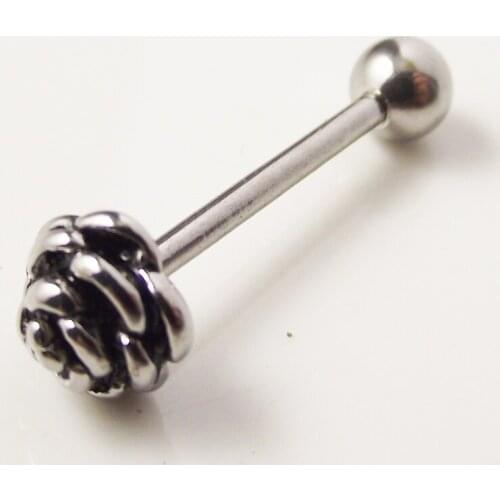 1 Piece 14Gx16mm Vintage Straight Barbell Rose Flower Tongue Ring Body Piercing Jewelry Fashion