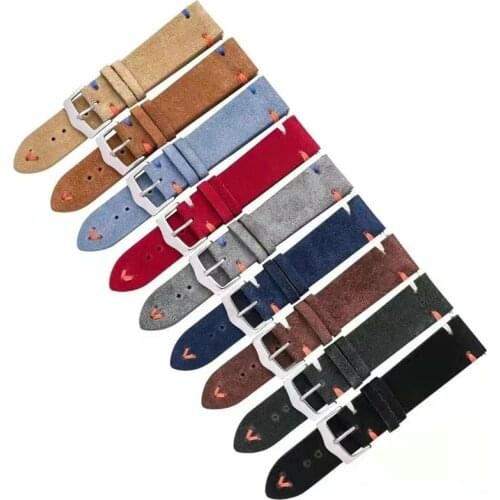 Handmade High Quality 22mm Universal Suede Leather Vintage Watch Band Strap Replace For Seiko PAM CASIO Wristband Belt Bracelet