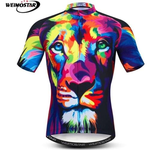 Weimostar Lion Tiger Cycling Jersey Men Summer Breathable Bicycle Clothing Quick Dry Road MTB Bike Jersey Shirt Camisa Ciclismo