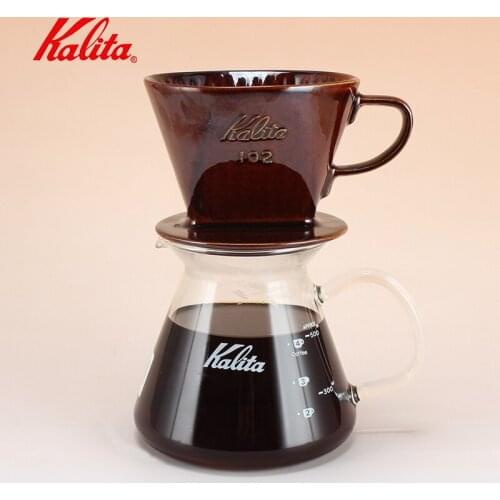 Japan kalita hand-made coffee pot set fan-shaped drip filter glass sharing pot three-hole filter cup coffee filter