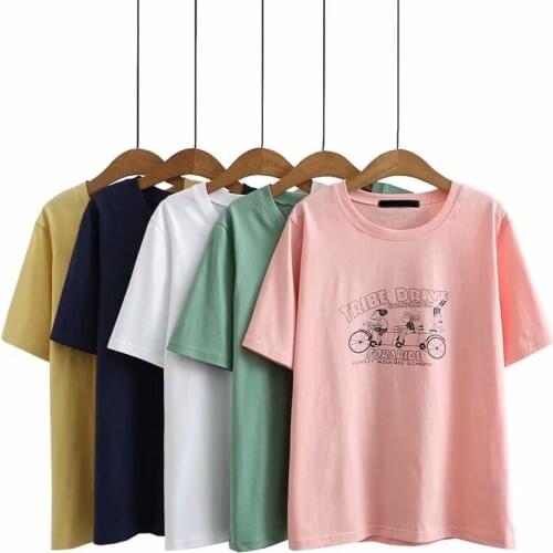 Plus Size T-Shirt For Women Knitted Cotton Stretch Fabric O-Neck Short Sleeve Print Pattern Large size Summer Dress For Fatlady