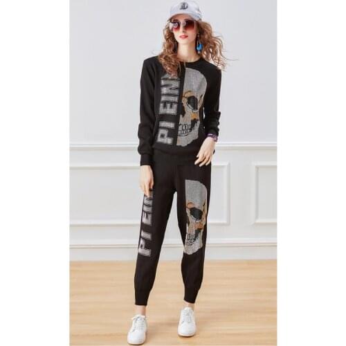 Women design suit winter grils Tracksuit 2021 clothes woman set 2 pieces hot Rhinestones tracksuits
