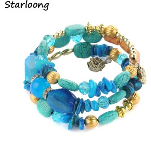 New Arrival Crystal wood Bead Bracelets for Women Vintage Bohemia Bracelet Jewelry Natural Stone Charms Wristband Gift pulseira