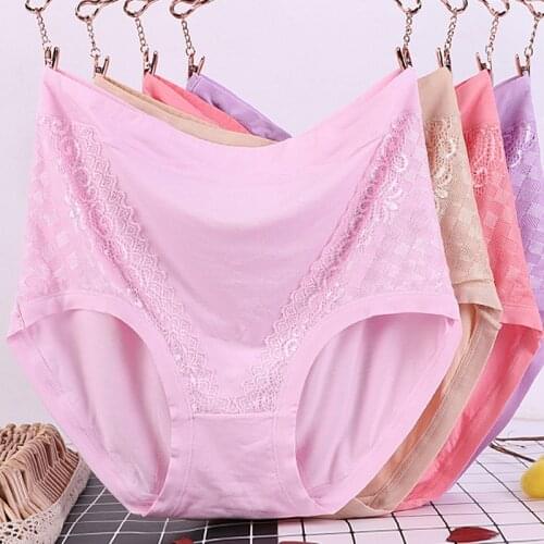 High Waist Larger Size Underwear Women Breathable Lace Loose High Elasticity Women Underwear