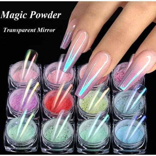 0.2g Beautiful Aurora Magic Mirror Powder Nail Art Powder Pink Red and Other Transparent Acrylic Paints DIY Nail Art Decorations