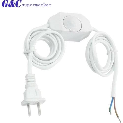 1.8m White AC 250V/110V Lamp Power Cord Dimmer Switch US Plug