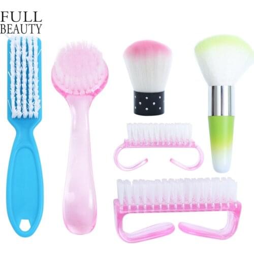 1PCS 6 Types Plastic Nail Cleaning Brush Remove Dust Powder Cleaner for Acrylic UV Gel Nails Art Manicure Care Accessory CH095