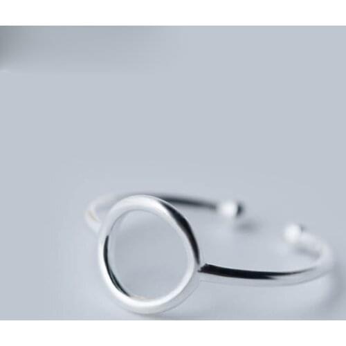 100% Real 925 Sterling Silver Jewelry Simple Fashion Big Circle Rings for Women Bijoux Statement Antique Ring Anillos