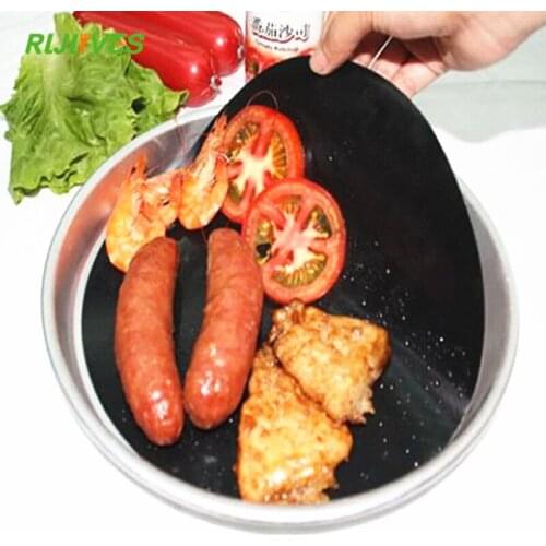 2Pcs Round Non-stick Mat Pan Fry Liner Sheet Cooking Wok Sheet Pad Kitchen BBQ Baking Mats