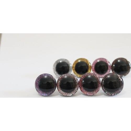 20pcs/lot--new 16mm & 20mm & 24mm clear 3D safety toy eyes +glitter Nonwovens+ white hard washer--size & color option-N8