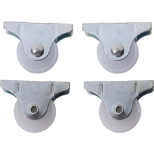 4 Pcs White Plastic 25mm Diameter Furniture Replacement Caster Wheel