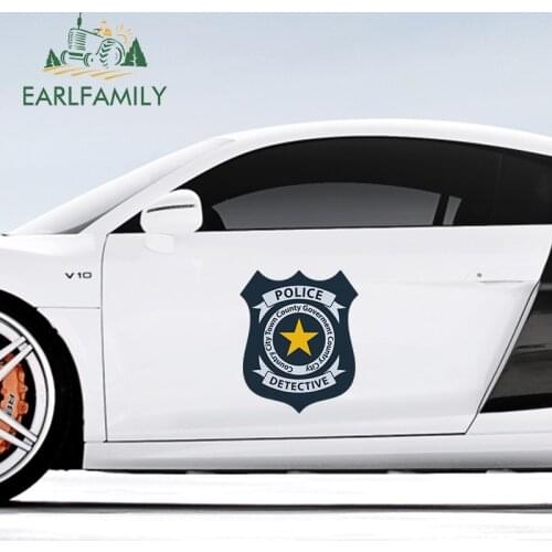 EARLFAMILY 43cm x 35.7cm for Police Badge Icon Car Stickers Fashion Fine Decal Car Styling JDM Accessories Car Door Decoration