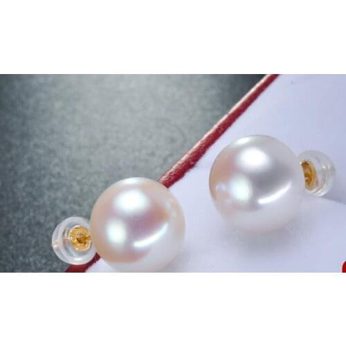 Free shipping charming 13.5-14mm south sea round white pearl earring