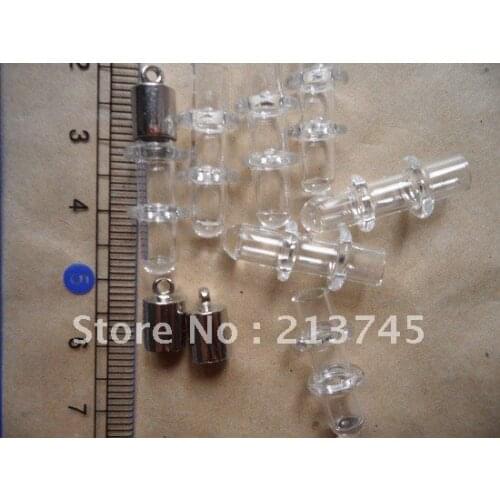 Freeshipping 5mm Handmade Glass Vial Pendant Mental Cap with Hole wish pendant tube pendant