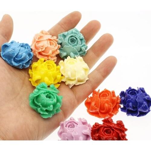 5pcs Synthetic Coral 35mm Rose Flower Loose Beads for Charms Women Jewelry Making DIY Bracelet Necklace Earrings Accessories