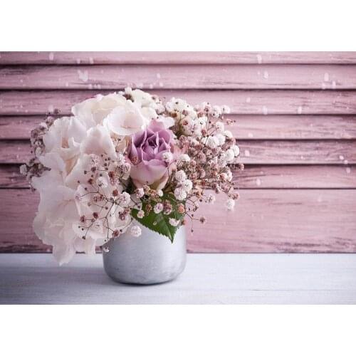 Wooden Plank Flowers Photographic Background Custom Backdrop for Wedding Baby Birthday Valentines Day Photophone Photo Studio