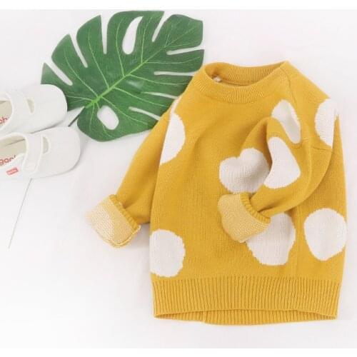 2018 Fall Winter Baby Girls Boys Cute Dot Black Yellow Sweater Kids Cotton Pullover Children Warm Clothing For 1 2 3 4 5 6 7 Yrs