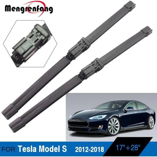 For Tesla Model S Car Soft Rubber Wiper Blades Front Windscreen Wiper Push Button Arms 2012 2013 2014 2015 2016 2017 2018