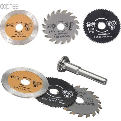 Dophee 3pcs Mini Circular Saw Blades Wood Cutting Blade High Rotary Tool with Mandrel 11.1mm Out diameter 54.8mm