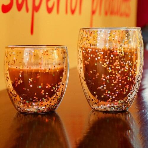 Starry Sky Double-layer Borosilicate Glass Creative Heat-resistant Coffee Milk Cup For Daily Life Holiday Gift