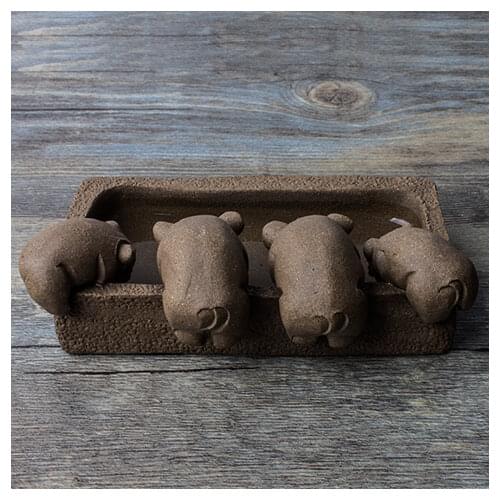 Porcelain 12cm Piggy Drinking Water Tea Pet Ceramic Chinese Kung Fu Teaware Set Cartoon Statue Home Decor