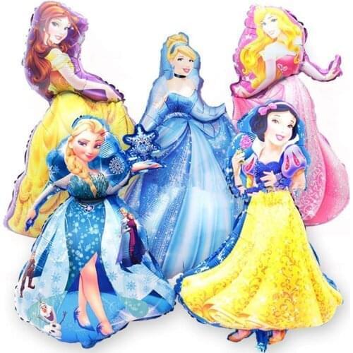 93*55cm Large Belle Snow White Cinderella Elsa Five Princess Foil Balloons Happy Birthday Party Decoration Childrens Day Gift
