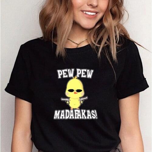 Funny Pew Pew Madafakas Duck&Pew Pew Cat Gaming Cat 2021 Summer New Style T Shirt Cotton Casual Black White Loose Tee