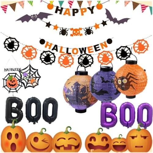 Halloween Horror Decoration Supplies Spider Bat South Hand Lantern Door Tags Decorated Letters Balloon Non-woven Banner YK100