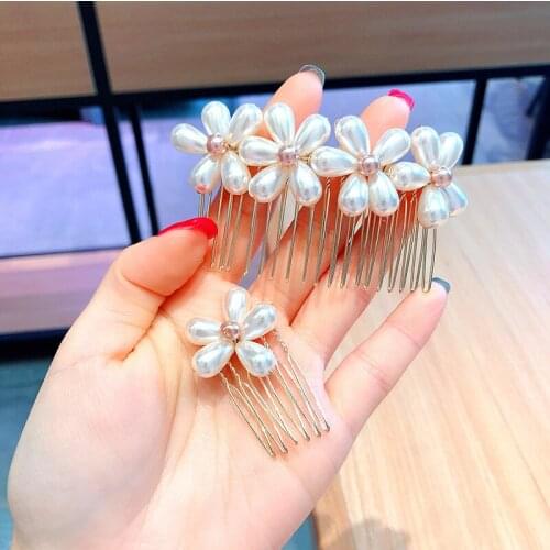 Korea Flower Diamond Pearl Hair Combs Hairpins Shinny Hair Accessories Hair Clips For Girls Crystal Hairgrips Bows Barrette