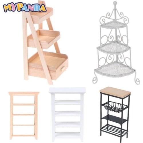 Dollhouse Wood Plastic Metal Shelf Flower Stand Mini Doll House Furniture Model Simulation Furniture Accessories 1Pc 1:12